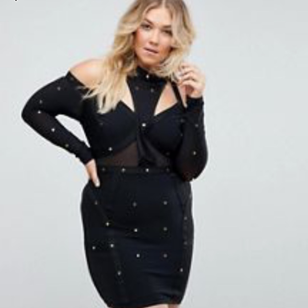ASOS Black and Gold Studded Dress